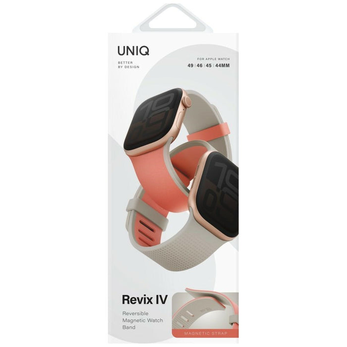 Каишка UNIQ Revix IV Premium за Apple Watch 49/46/45 Edition Reversible Magnetic, розово-бежова