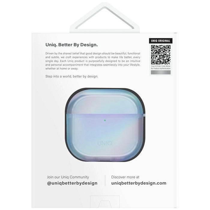 Калъф Uniq Iridescia за AirPods 4 Hang Case - холо син