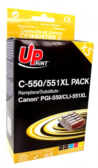 Комплект мастилници UPRINT -CANON PGI-550 + CLI-551BK/C/M/Y XL, 1x25ml+4x15ml