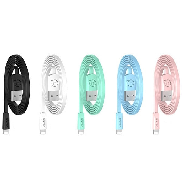 USAMS Kabel płaski U2 Lightning 1,2m кабел за iPhone 5/6/7/8/X, бял