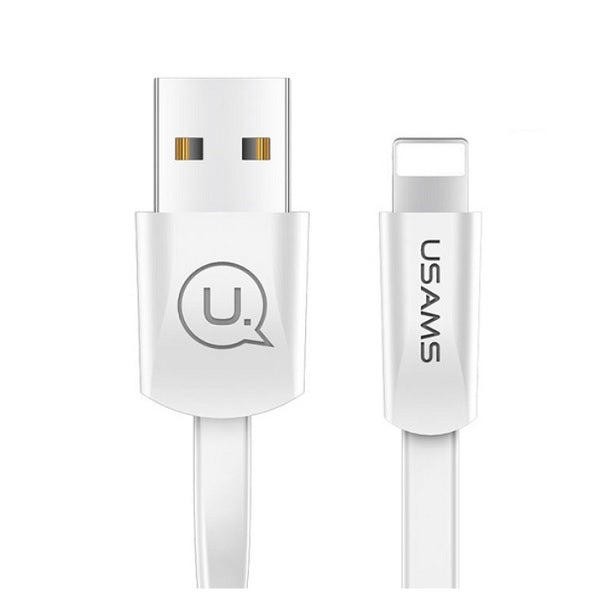 USAMS Kabel płaski U2 Lightning 1,2m кабел за iPhone 5/6/7/8/X, бял