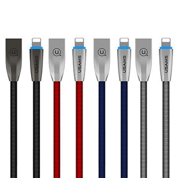 USAMS U-Light кабел плетен Lightning, сив, 1,2 м