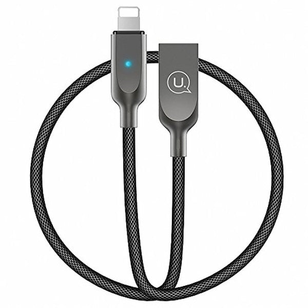 USAMS Kabel power-off U-Sun Lightning кабел, черен, 1,9 m