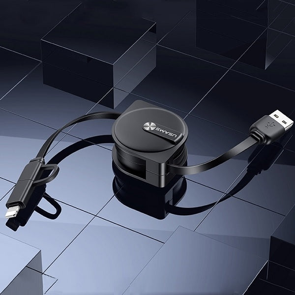 USAMS Кабел zwijany U1 2в1 1м черен (lightning/microUSB)
