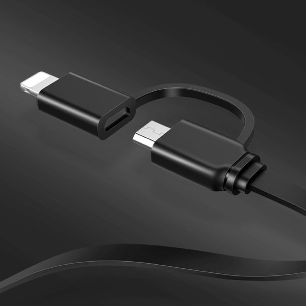 USAMS Кабел zwijany U1 2в1 1м черен (lightning/microUSB)