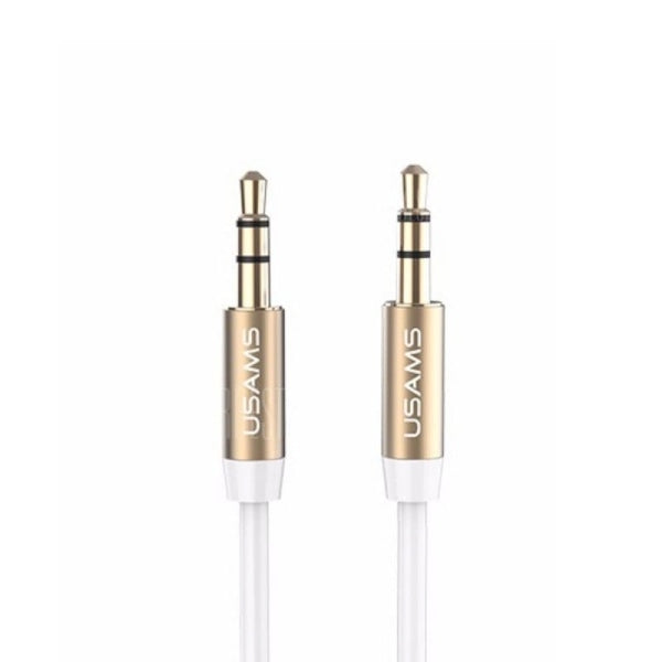 Аудио адаптер USAMS 3,5 mm - 3,5 mm 1 м, бял