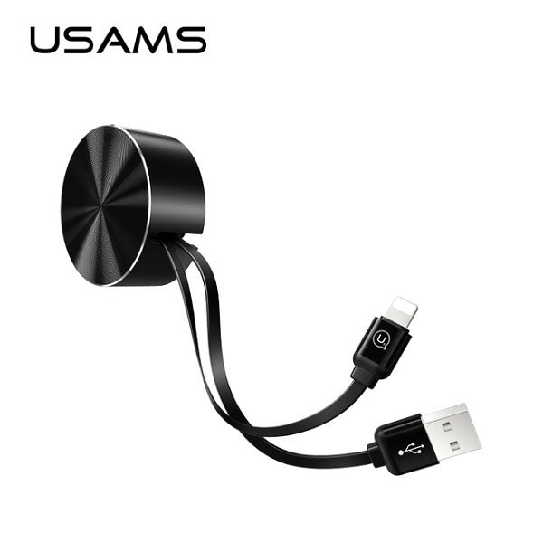 USAMS Кабел намотаван U-Bin Lightning 1 м, 2 A, черен