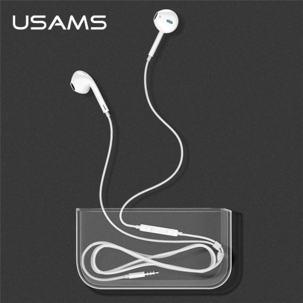 Слушалки USAMS Stereo M0, бял, jack 3,5mm