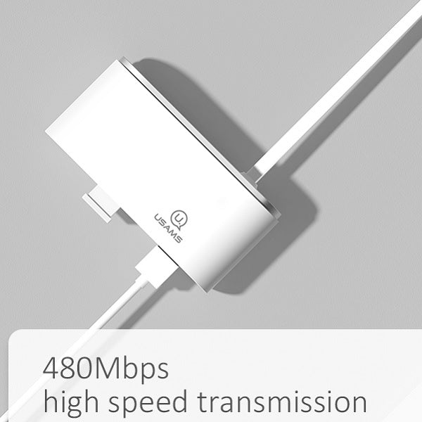 USAMS Adapter HUB 2.0, бял