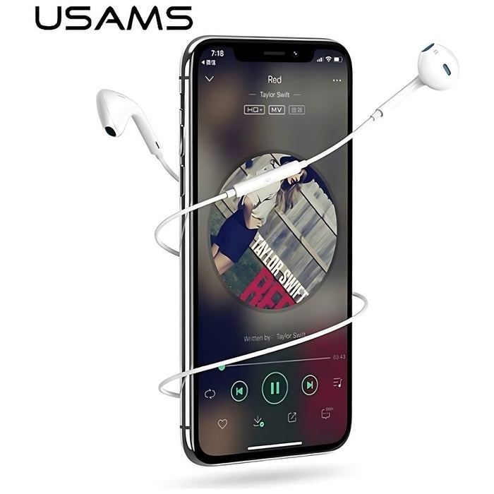 Слушалки USAMS stereo EP-24 Lightning за iPhone 7/8/X/XS/XS Max/XR, бели HSEP2401