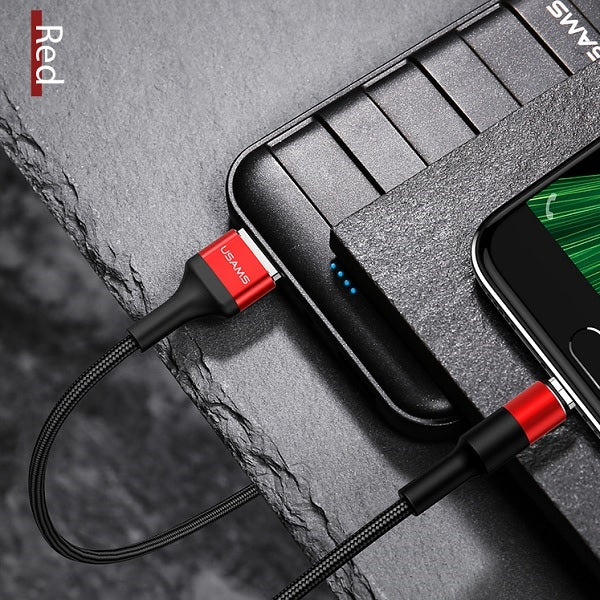 USAMS U5 кабел плетен 2A micro USB, червен, 1,2m