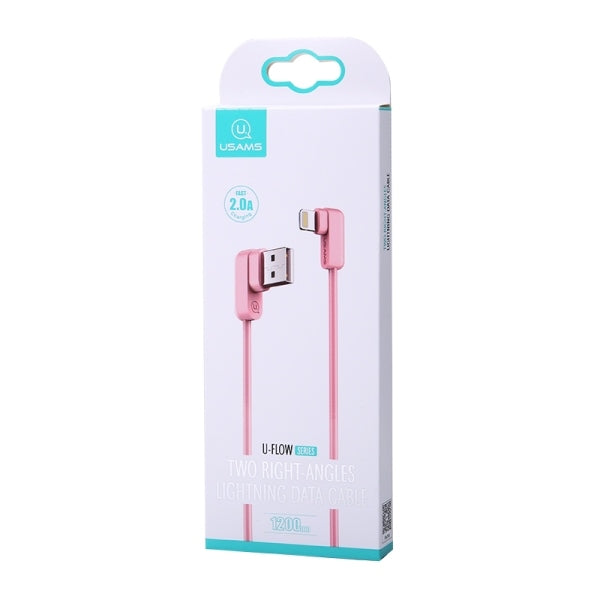 USAMS Kabel kątowy U-flow Lightning 1 m розов