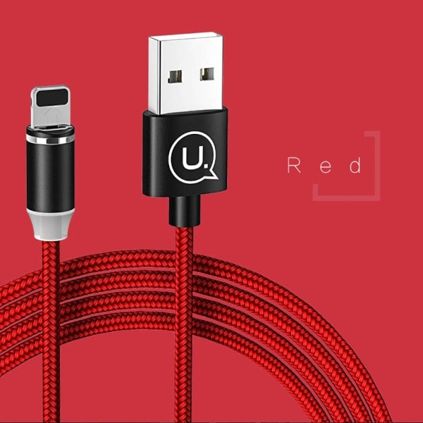 USAMS Kabel magnetyczny U-Sure 2.1A плетен магнитен кабел, червен