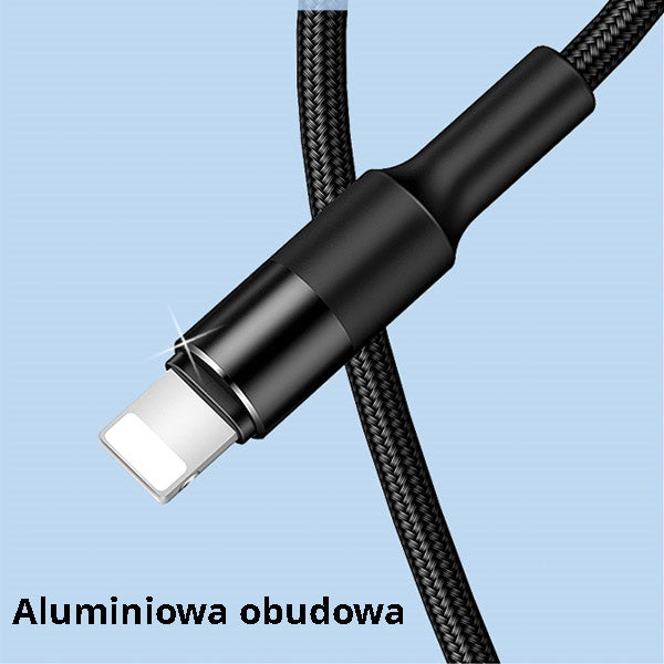 USAMS Кабел U5 плетен 3в1 1,5m, черен (Lightning/microUSB)