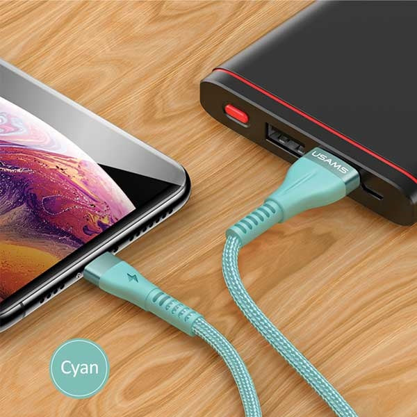 USAMS Кабел плетен U33 Lightning 1 м Fast Charging, син