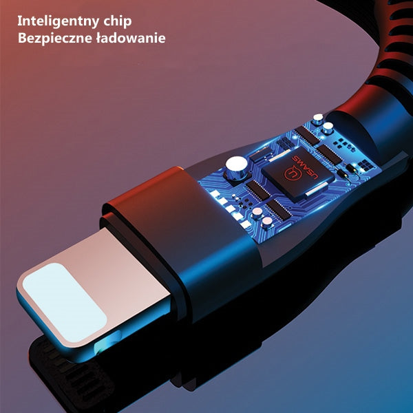 USAMS кабел U33 Lightning 1 м, заплетен, Fast Charging, розов