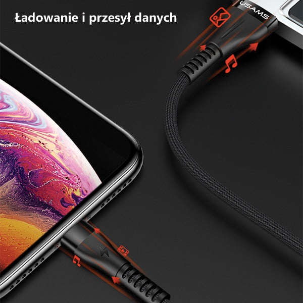 USAMS кабел U33 Lightning 1 м, заплетен, Fast Charging, розов