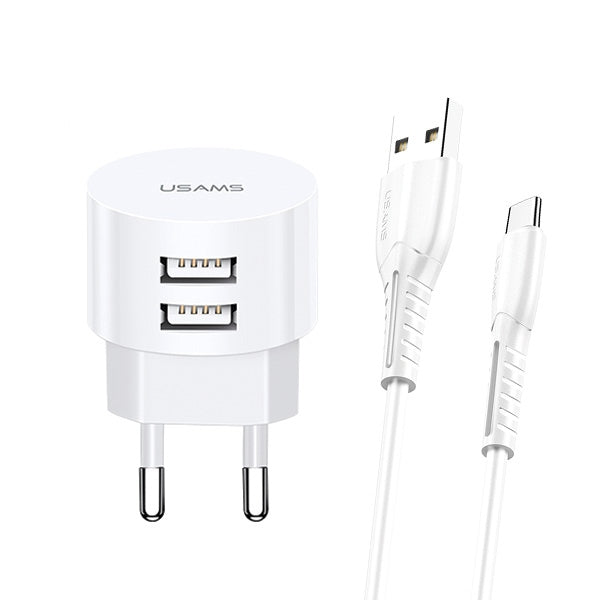 Зарядно USAMS T20 2,1A Fast Charging, бял