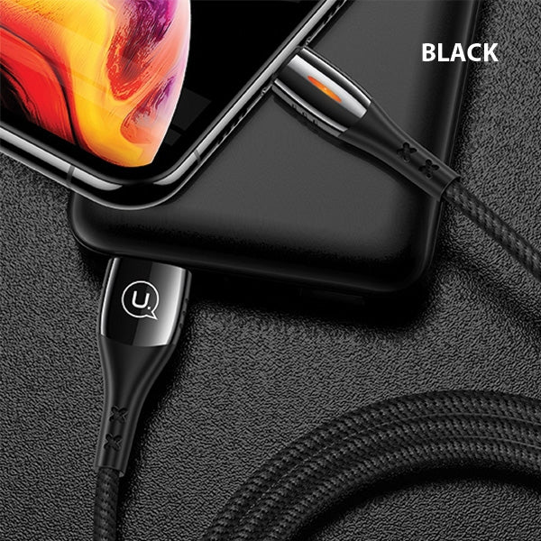 USAMS кабел плетен U-Tone 2m Power-off 2A Fast Charging, черен