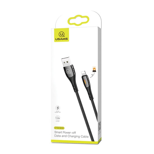 USAMS кабел плетен U-Tone 2m Power-off 2A Fast Charging, черен