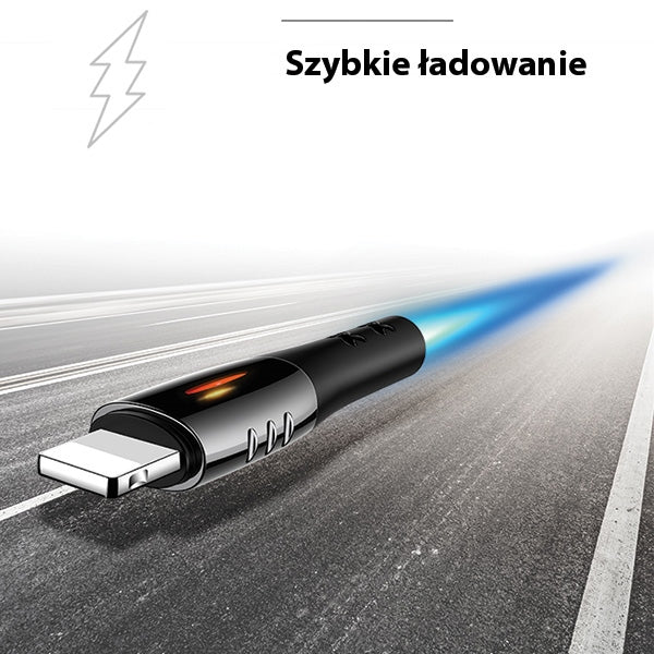 USAMS кабел плетен U-Tone 2m Power-off 2A Fast Charging, черен