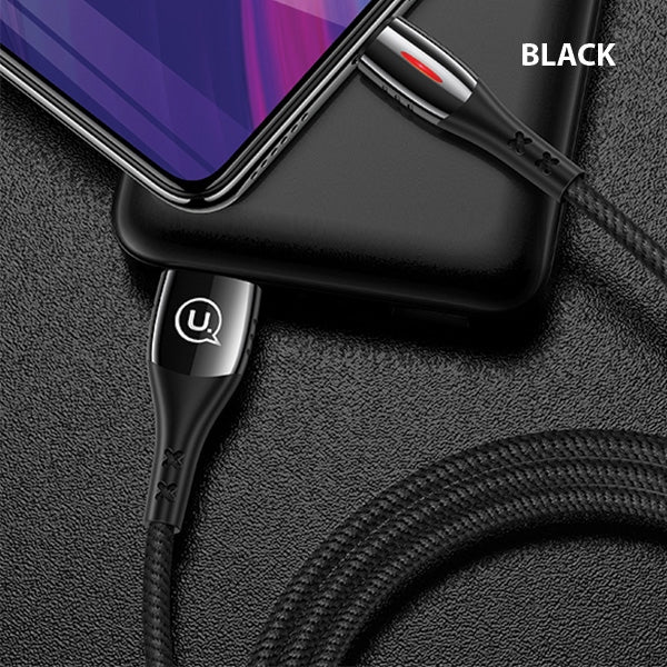 USAMS Кабел плетен U-Tone 2m Power-off 2A Fast Charging, черен
