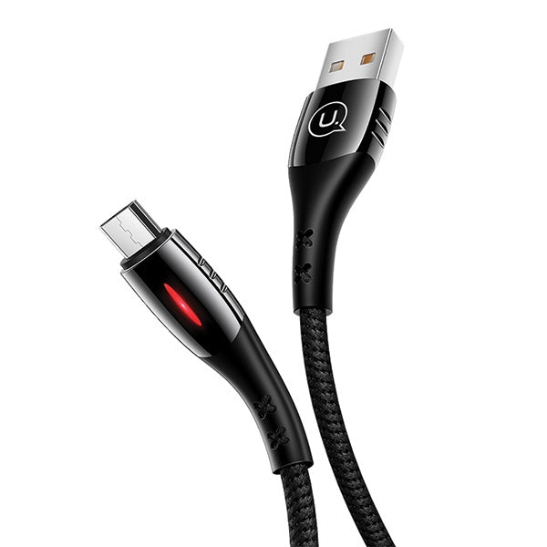 USAMS Кабел плетен U-Tone 2m Power-off 2A Fast Charging, черен