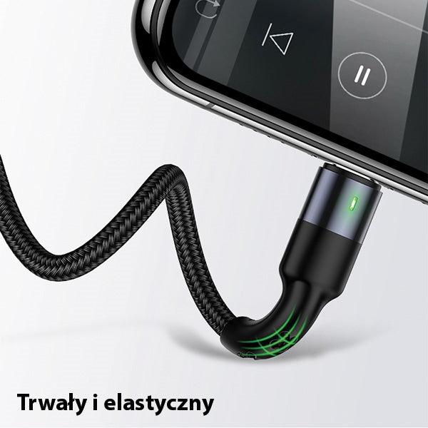 USAMS Кабел плетен U26 3в1 0.35м Charge (Lightning/microUSB) черен