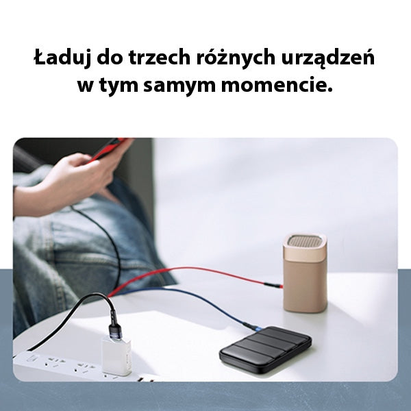 USAMS Кабел плетен U26 3в1 0.35м Charge (Lightning/microUSB) черен