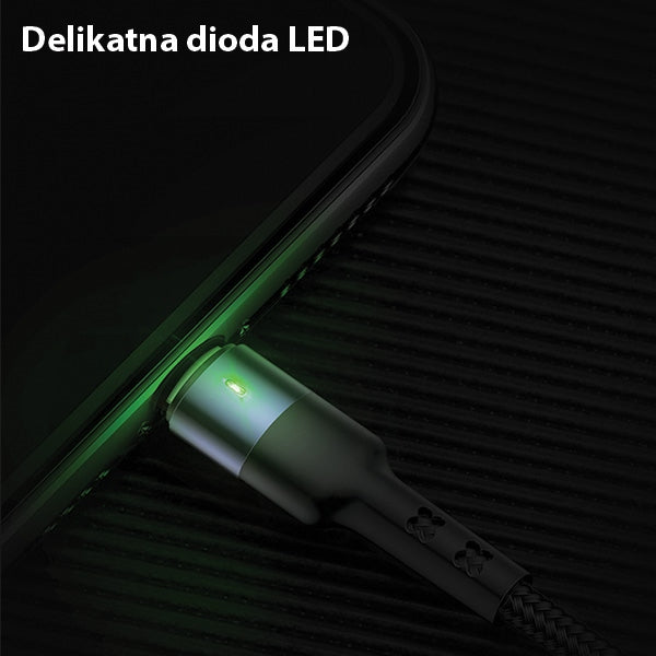 USAMS Кабел плетен U26 3в1 0.35м Charge (Lightning/microUSB) черен