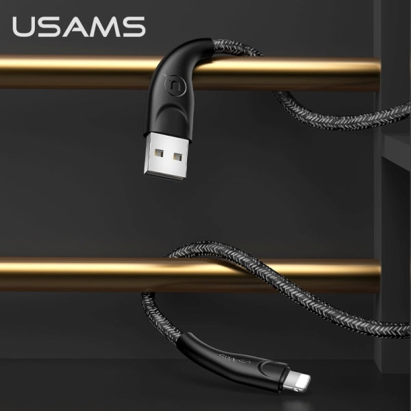 USAMS кабел U41 Lightning, плетен, черен, Fast Charge