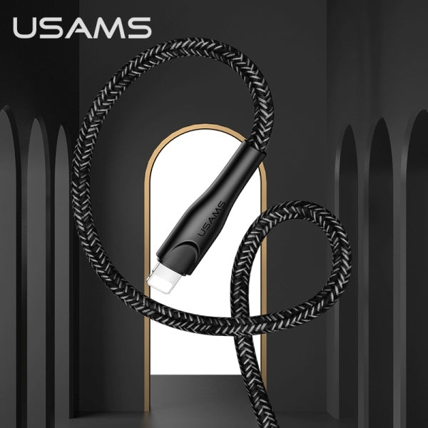 USAMS кабел U41 Lightning, плетен, черен, Fast Charge
