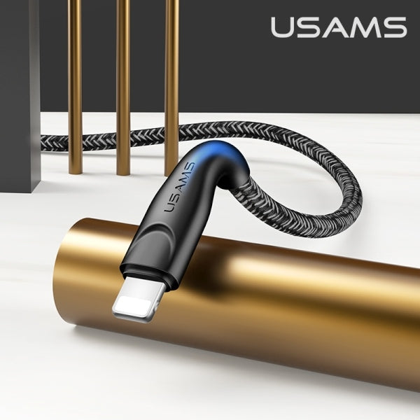 USAMS кабел U41 Lightning, плетен, черен, Fast Charge