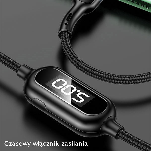USAMS Кабел U48 lightning 1 м, Fast Charging LED, черен