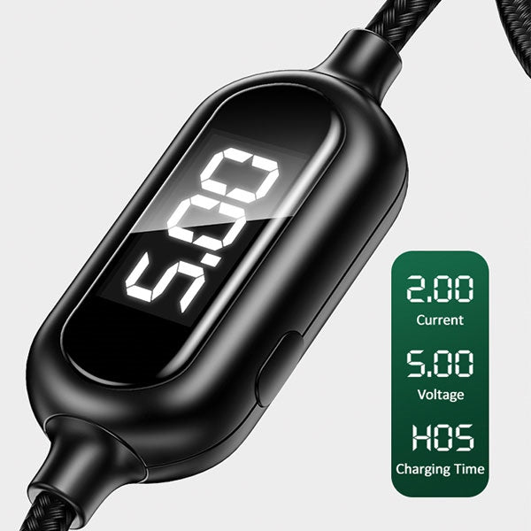 USAMS Кабел U48 lightning 1 м, Fast Charging LED, черен
