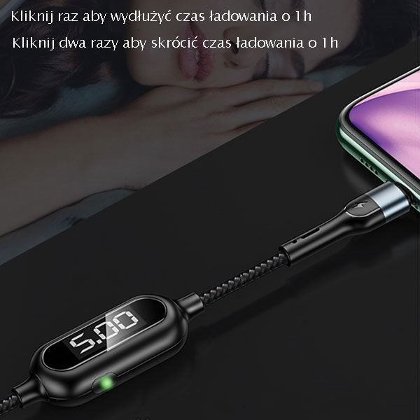 USAMS кабел плетен U48 Lightning 1 m Fast Charging LED, зелен