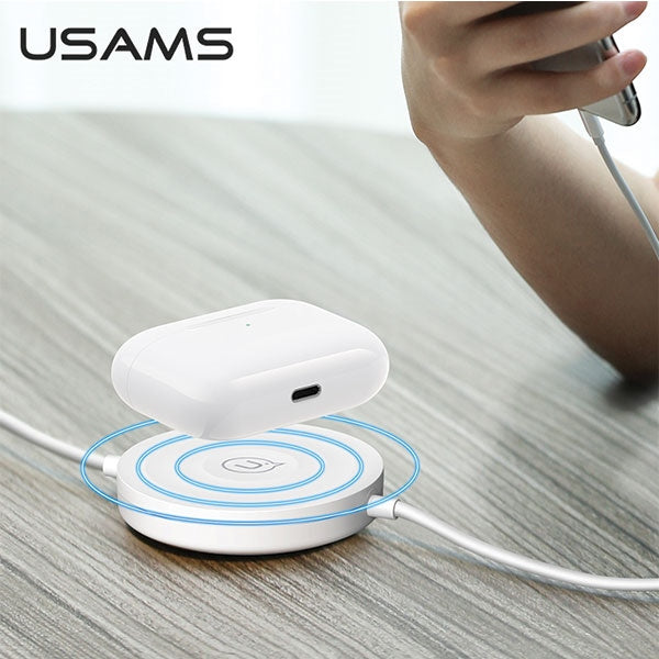 Индукционно зарядно USAMS US-CC096 10Wz с lightning кабел, черно CC96WH01