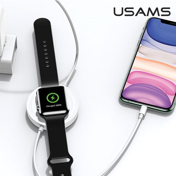 Индукционно зарядно USAMS US-CC096 10Wz с lightning кабел, черно CC96WH01