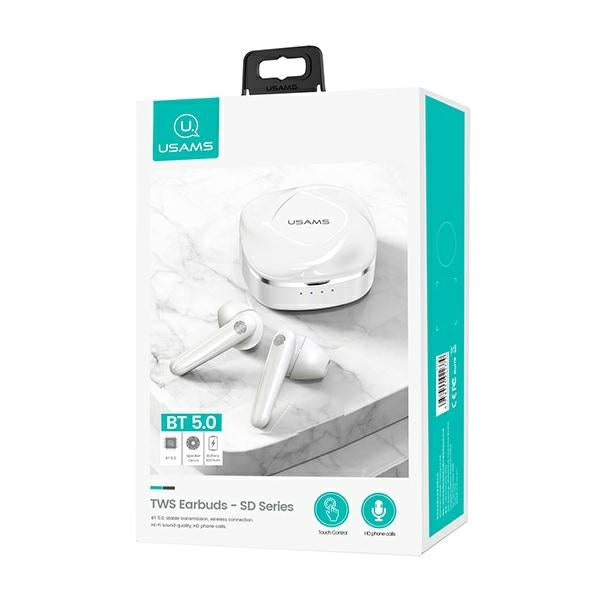 Слушалки USAMS M1 5.0 TWS SDseries безжични, бели