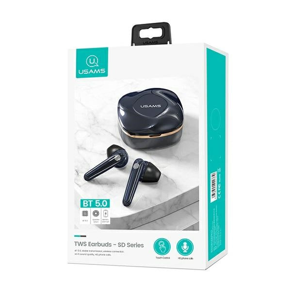 USAMS Słuchawki Bluetooth 5.0 TWS SDseries безжични, синьо/gem blue BHUSD02