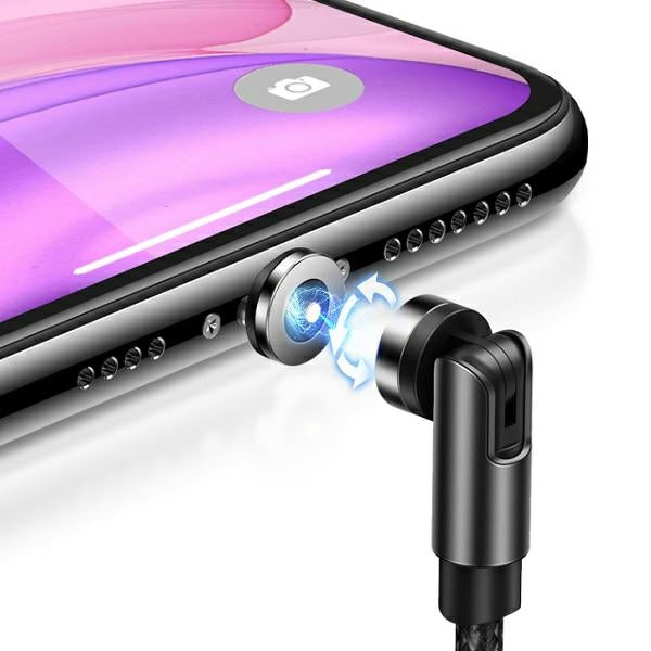USAMS U59 магнитен кабел Fast Charge 1 m, плетен, черен, регулируем ъгъл