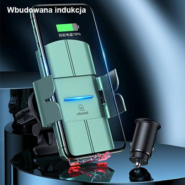 USAMS Uchwyt indukcyjny US-CD133 10WAutomatic автомобилен държач за вентилационна решетка, зелен