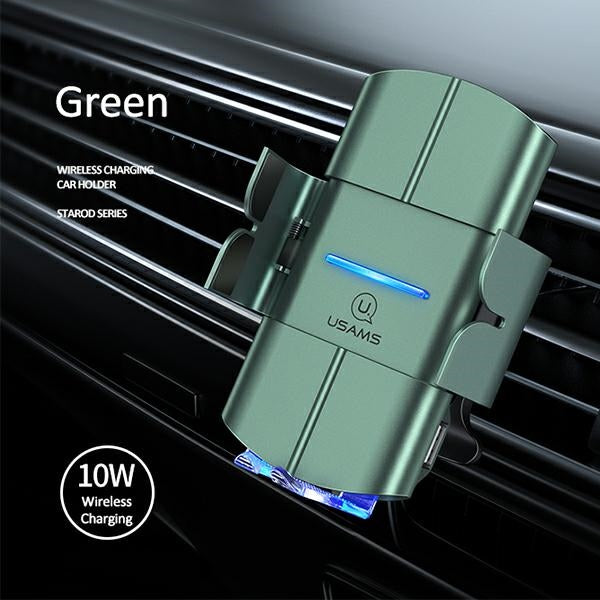 USAMS Uchwyt indukcyjny US-CD133 10WAutomatic автомобилен държач за вентилационна решетка, зелен