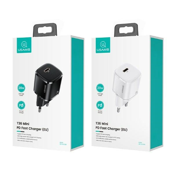 Зарядно USAMS T36 mini 20W PD3.0 Fast Charging, черно