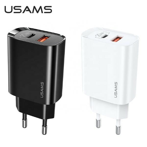 Зарядно USAMS T35 20W PD3.0 + QC3.0 Fast Charging, черно
