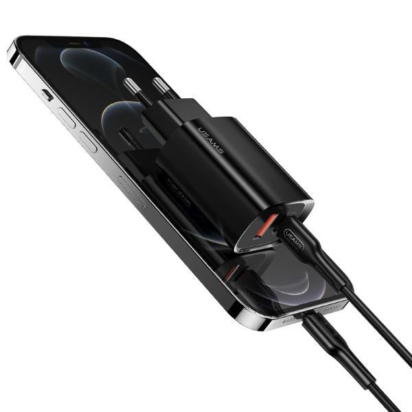 Зарядно USAMS T35 20W PD3.0 + QC3.0 Fast Charging, черно