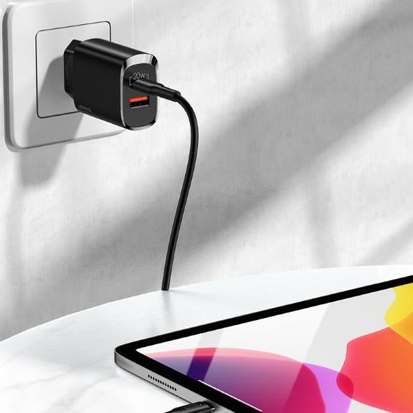 Зарядно USAMS T35 20W PD3.0 + QC3.0 Fast Charging, черно