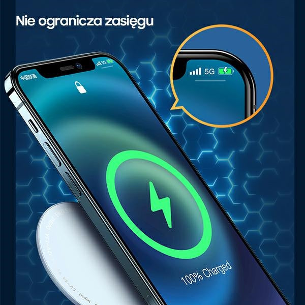 Индукционно зарядно USAMS 15W, алуминиево, за iPhone 12 series, сребристо