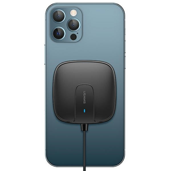 Индукционно зарядно USAMS 15W Extra-thin за iPhone 12 series, черно