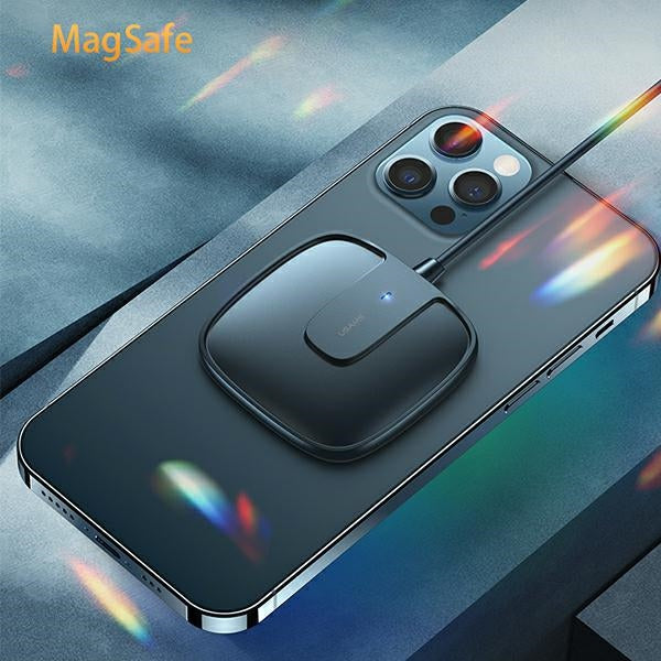 Индукционно зарядно USAMS 15W Extra-thin за iPhone 12 series, черно